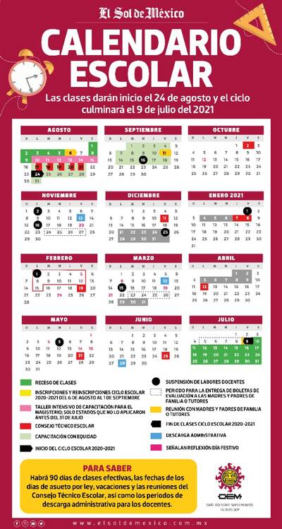 2020 2021 Calendario Escolar Mexico 2020 6162